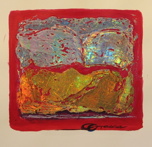 [touch05b.jpg - Christiane Grasse: Painted Light, The Moment They Touch - 20x20 cm, mixed media, holographic painting on paper]