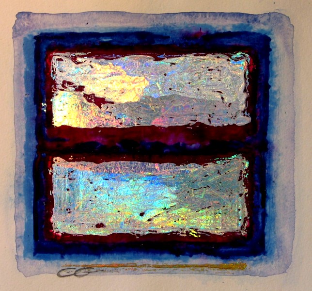 [touch10b.jpg - Christiane Grasse: Painted Light, The Moment They Touch - 20x20 cm, mixed media, holographic painting on paper]